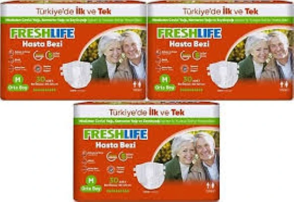 Freshlife Belbantlı Medium Hasta Bezi 3 Paket(90 Adet) ürün görseli 1