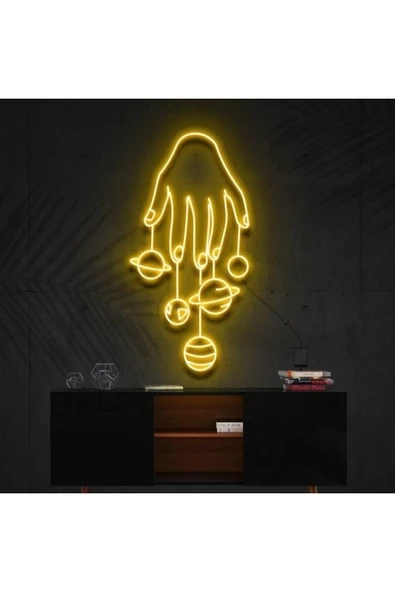 El Gezegenler Galaksi Figürlü Dekoratif Neon Tabela ürün görseli 1