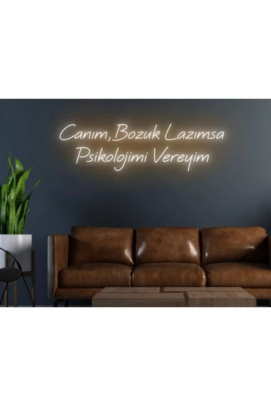 Canım,Bozuk Lazımsa Psikolojimi Vereyim Yazılı Neon Tabela ürün görseli 1