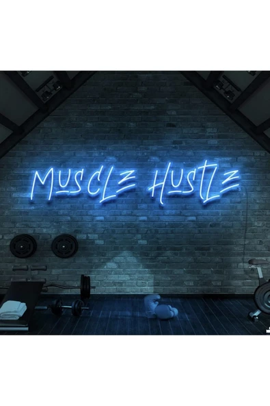MUSCLE HUSTLE Yazılı Neon Tabela ürün görseli 1