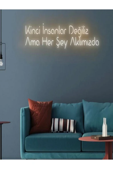 Kinci İnsanlar Değiliz Ama Her Şey Aklımızda Yazılı Neon Tabela ürün görseli 1