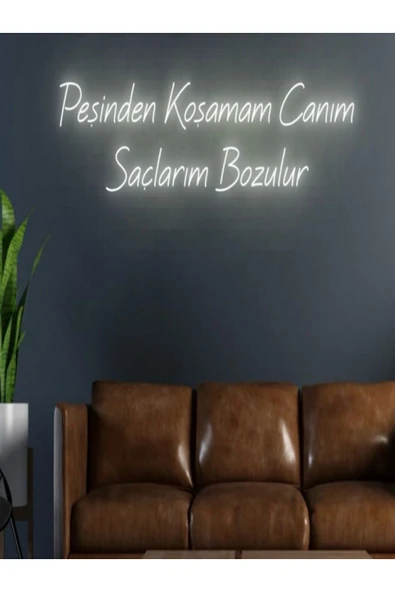 Peşinden Koşamam Canım Saçlarım Bozulur Yazılı Neon Tabela ürün görseli 1
