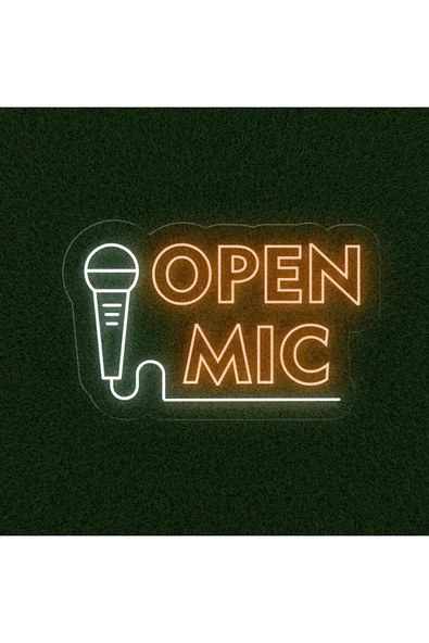 OPEN MIC Yazılı ve Şekilli Neon Tabela ürün görseli 1