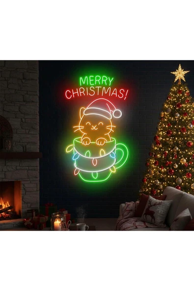 Merry Christmas Yazılı Yılbaşı Temalı Neon Tabela ürün görseli 1