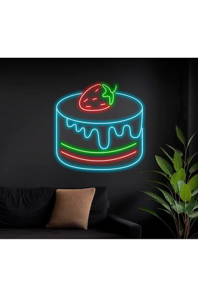 Çilekli Pasta Figürlü Neon Tabela ürün görseli 1