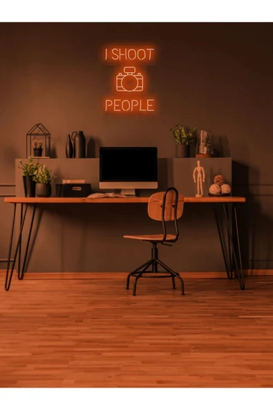 I SHOOT PEOPLE Yazılı ve Şekilli Neon Tabela ürün görseli 1