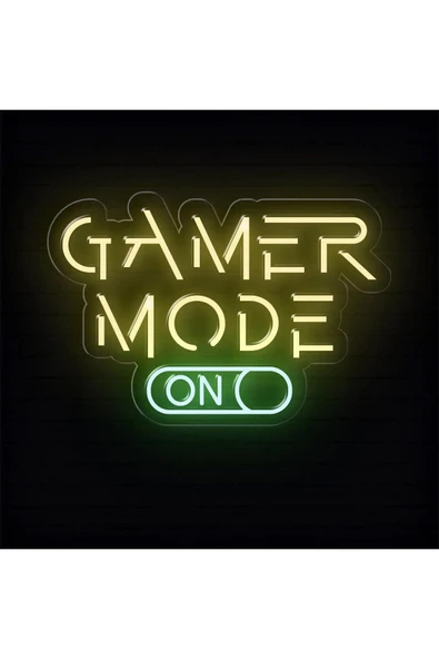 GAMER MODE ON Yazılı ve Şekilli Neon Tabela ürün görseli 1
