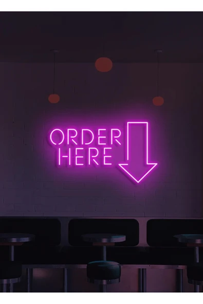 ORDER HERE Yazılı ve Şekilli Neon Tabela ürün görseli 1
