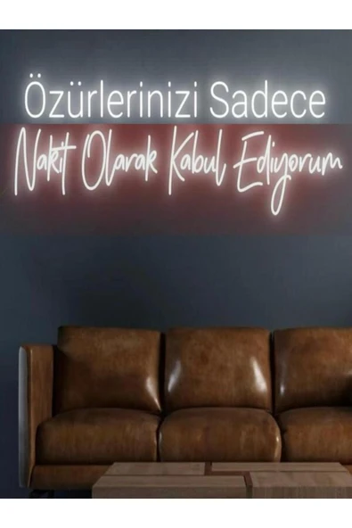 Özürlerinizi Sadece Nakit Olarak Kabul Ediyorum Yazılı Neon Tabela ürün görseli 1