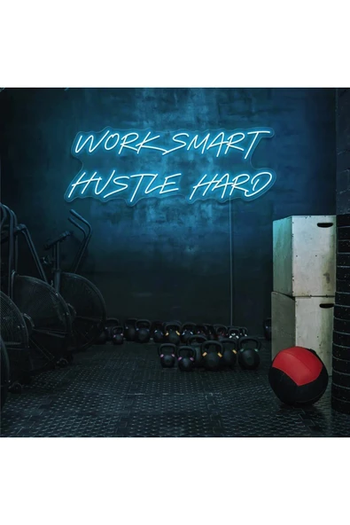WORK SMART HUSTLE HARD Yazılı Neon Tabela ürün görseli 1