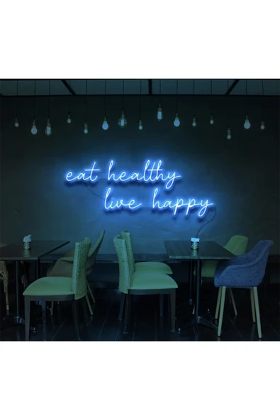 Eat Healthy Live Happy Yazılı Neon Tabela ürün görseli 1