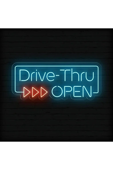 Drive-Thru OPEN Yazılı Neon Tabela ürün görseli 1