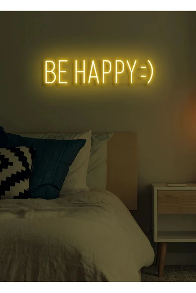 BE HAPPY :) Yazılı Neon Tabela ürün görseli 1