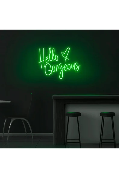 Hello Gorgeous Yazılı ve Şekilli Neon Tabela ürün görseli 1