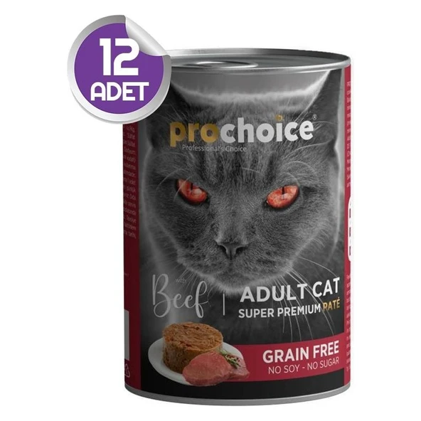 Pro Choice Prochoice Sığır Etli Tahılsız Pate Yetişkin Kedi Konservesi 400 gr X12 ürün görseli 1