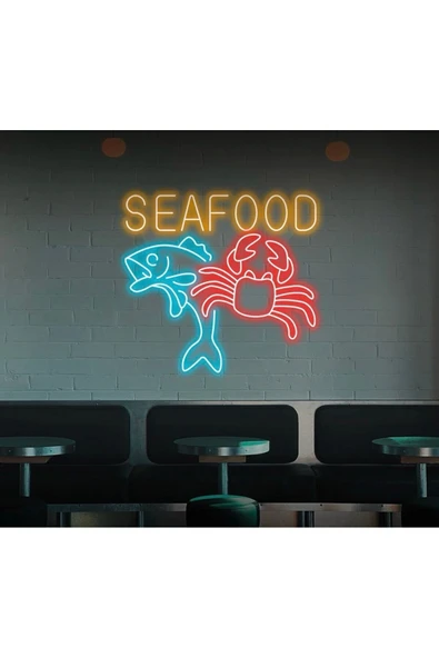 SEAFOOD Yazılı ve Şekilli Neon Tabela ürün görseli 1