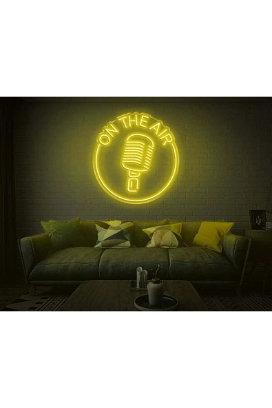 ON THE AIR Yazılı Mikrofon Figürlü Neon Tabela ürün görseli 1