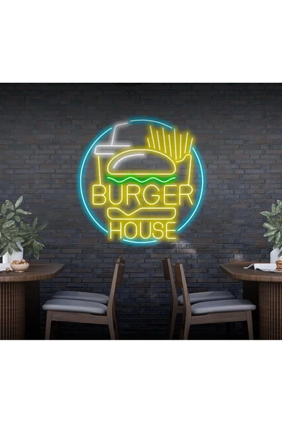 BURGER HOUSE Yazılı ve Şekilli Neon Tabela ürün görseli 1