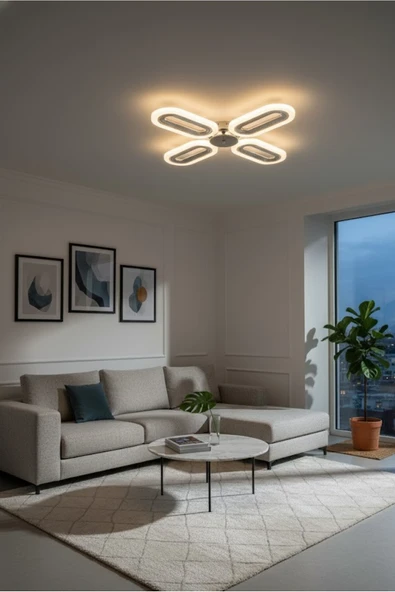 Marsel Lighting serra 4lu krom LED SALON OTURMA ODASI AVİZE 3 RENK LED ISIKLIDIR ürün görseli 1