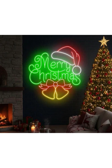 Merry Christmas Yazılı Yılbaşı Temalı Neon Tabela ürün görseli 1