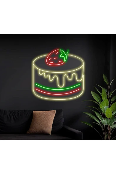 Çilekli Pasta Figürlü Neon Tabela ürün görseli 1