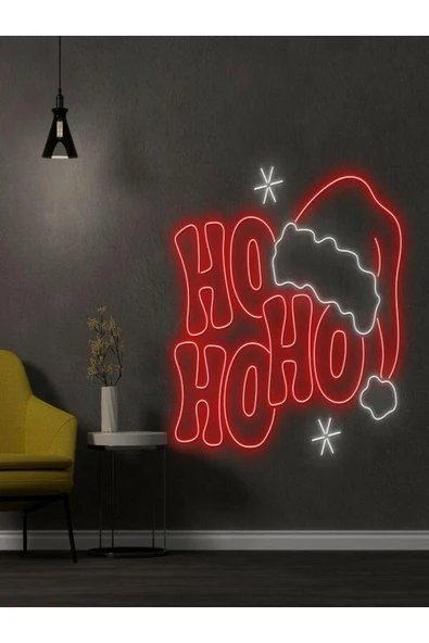 HO HO HO Yazılı Yılbaşı Temalı Neon Tabela ürün görseli 1