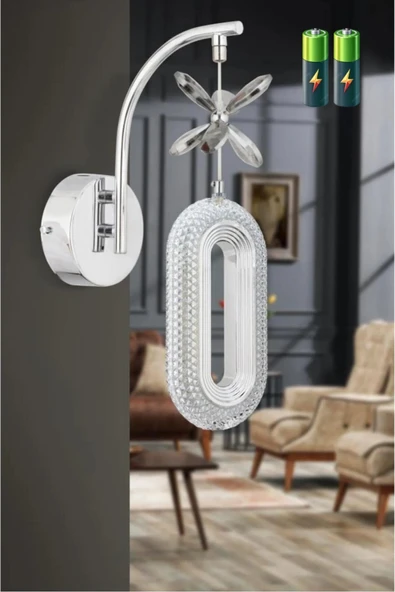 Marsel Lighting SERRAModel Krom Kaplama Oturma Yatak Mutfak Çocuk Odası Duvar Led Pilli Aplik ürün görseli 1