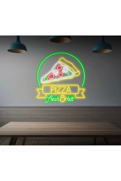 PIZZA fresh&hot Yazılı ve Şekilli Neon Tabela ürün görseli 1