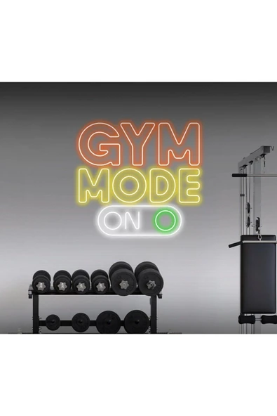 GYM MODE ON Yazılı ve Şekilli Neon Tabela ürün görseli 1