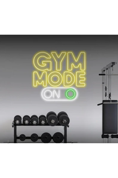 GYM MODE ON Yazılı ve Şekilli Neon Tabela ürün görseli 1