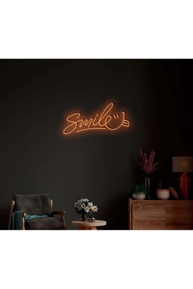 Smile Yazılı Gülen Yüz Figürlü Neon Tabela ürün görseli 1