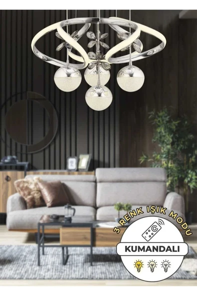 Marsel Lighting DAMSEL 4 TOPLU AVİZE SALON OTURMA ODASI AVİZE 3 RENK LED SECENEKLİ KUMANDALI AVİZE ürün görseli 1