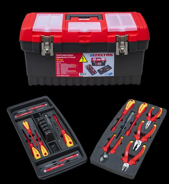 İzeltaş 19" Plastik Takım Çantası Elektrikçi Set (23 Parça) Dolu 8440 00 1023 ürün görseli 1