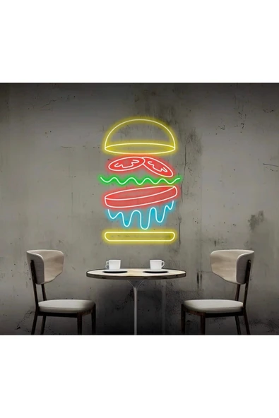 Hamburger Figürlü Neon Tabela ürün görseli 1