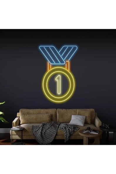 Birinci Yazılı Madalya Figürlü Neon Tabela ürün görseli 1