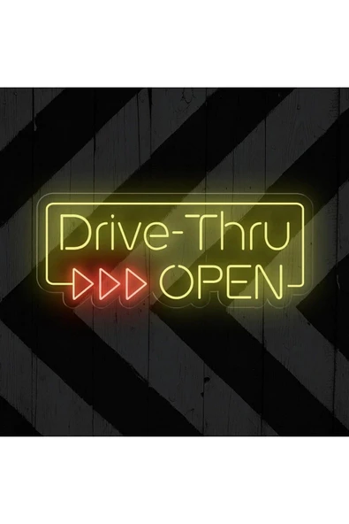 Drive-Thru OPEN Yazılı Neon Tabela ürün görseli 1