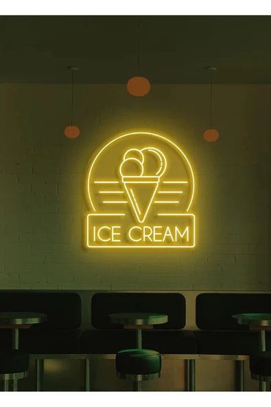 ICE CREAM Yazılı ve Şekilli Neon Tabela ürün görseli 1