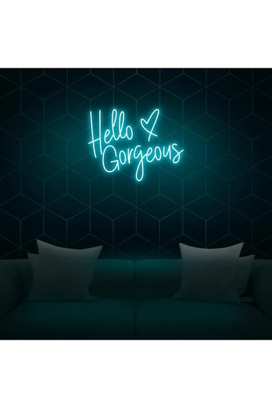 Hello Gorgeous Yazılı ve Şekilli Neon Tabela ürün görseli 1