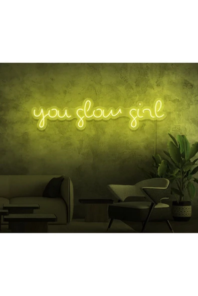you glow girl Yazılı Neon Tabela ürün görseli 1