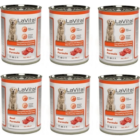 La Vital Biftekli Yetişkin Köpek Konservesi 400 gr 6 Adet ürün görseli 1