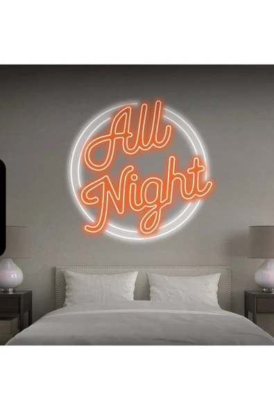 All Night Yazılı Neon Tabela ürün görseli 1