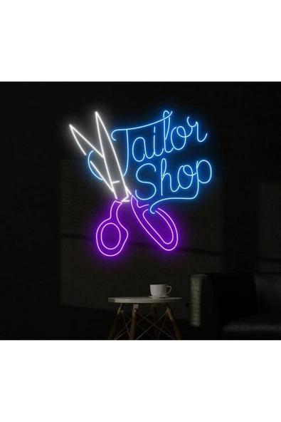 Tailor Shop Yazılı ve Şekilli Neon Tabela ürün görseli 1