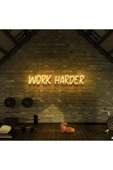 WORK HARDER Yazılı Neon Tabela ürün görseli 1