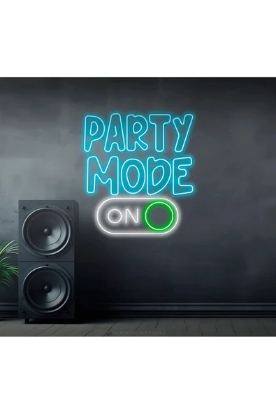 PARTY MODE ON Yazılı ve Şekilli Neon Tabela ürün görseli 1