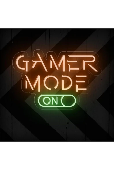 GAMER MODE ON Yazılı ve Şekilli Neon Tabela ürün görseli 1