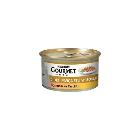 2 Adet Gourmet Gold Parça Etli Somonlu & Tavuklu Yaş Kedi Maması 85GR ürün görseli 1