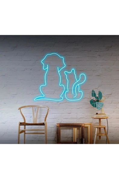 Kedi ve Köpek Figürlü Neon Tabela ürün görseli 1