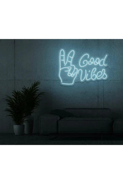 Good Vibes Yazılı ve Şekilli Neon Tabela ürün görseli 1