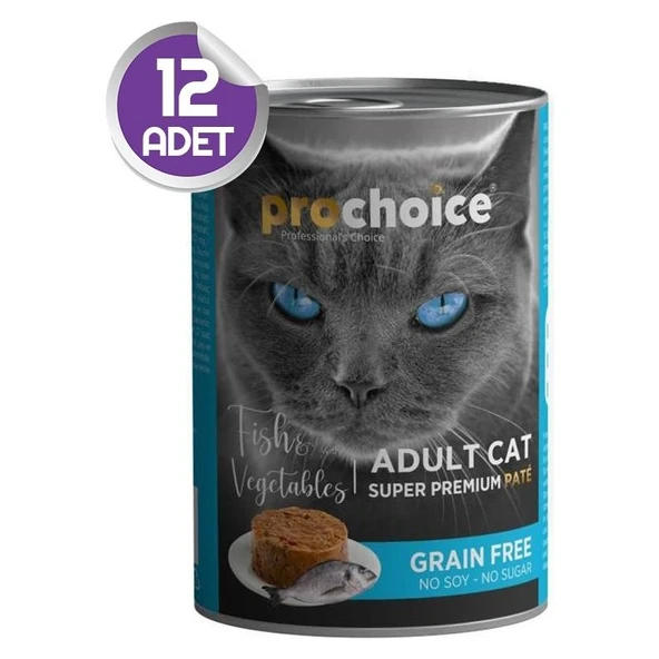 Pro Choice Prochoice Balık Etli Sebzeli Tahılsız Pate Yetişkin Kedi Konservesi 400 gr X12 ürün görseli 1