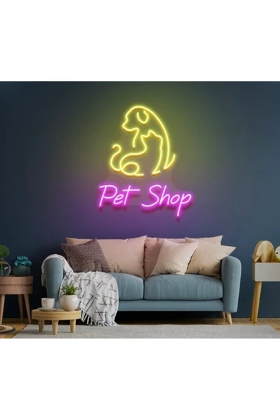 Pet Shop Yazılı ve Şekilli Neon Tabela ürün görseli 1